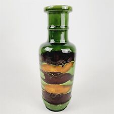 Vintage MCM Royal Haeger Earth Wrap Avocado Green Vase Brown Orange - 12 1/2