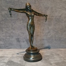 Bronze Art Deco/Nouveau Dancer Sculpture by Chiparus w/ Marble Base ~ BEAUTIFUL picture