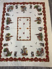 Vintage French Alsace Tablecloth 55x68 6 Napkins 100% Cotton Made in France EUC picture