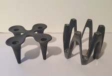 Dansk Designs by Quistgaard 2 Mini Candle Holders Cast Iron & Silver Plate Zinc picture