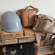 WW2 US NAVY M1 Helmet WW2 Liner  WW2 Binoculars WW2 Gas Mask picture