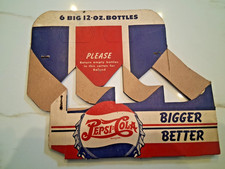 Vintage 1940’s Double Dot Pepsi-Cola Six Pack Cardboard Carrier picture