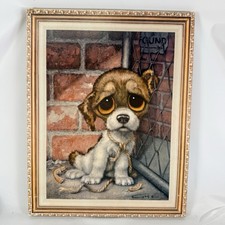 Vintage GIG Pity Puppy Big Eye Dog Lithograph MCM Wall Art 11x14 Girard Goodenow picture