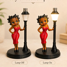 Black Betty Boop Street Lamp Decor Figurine Battery Operated Cartoon Character picture