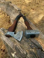 2pcs Set - Viking Axe  Viking Hammer , Mjolnir Hammer/Hand Forget Carbon Steel picture