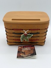 Vintage 2001 Longaberger Recipe Woven Basket w/Lid Liner Tie-on Christmas Rare picture