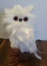 Vintage Fluffy White Snow Owl Christmas Tree Ornament Hanging Decor Winter 5.5