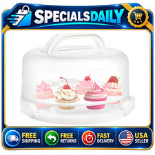 Collapsible Cake Carrier - Portable Round Container for 10