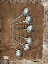 PORT ROYAL PEWTER 1692 JAMAICA VINTAGE REPRODUCTION 6PC SPOONS/SUEDE CARRY POUCH picture