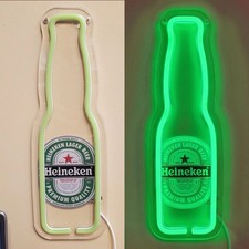 HEINEKEN Beer Bottle Neon Light Wall Bar Sign LED Game Room Man Cave Green picture