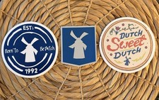 VTG Dutch Bros Sticker Lot of 3 Born to Be Dutch - Windmill- Dutch Sweet Dutch picture