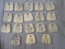 18 Vintage SOLID BRASS Cow DAIRY TAG Number Hasco Newport KY Double Sided Cattle picture
