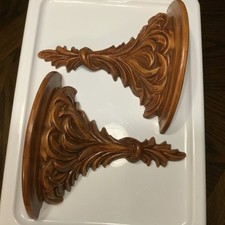 1960s MCM Ceramic Hand Painted & Crafted Pair Arnels Wall Sconce Shelves picture