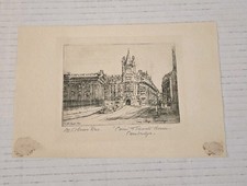 Etching Mabel Oliver Rae (1868-1956) Cambridge College Good Condition  picture