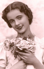 Fox Paris RPPC Postcard girl bouquet flowers France French unposted picture