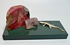 VTG Russian Ural Rock Crystal Geode Specimen Figurine Rhodonite Amethyst Jasper picture