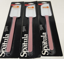 NEW LOT of 3 1987 Rubbermaid Plate & Bowl Spatula Rare PINK ROSE Handle VTG  B17 picture
