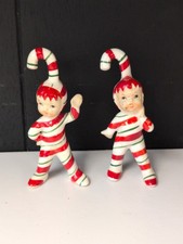Vintage Geo Z Lefton Christmas Candy Cane Elf Waving Pixie Japan Read Desc picture