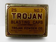 Vintage Trojan Blasting Cap No. 7 Tin Top Allentown Pennsylvania picture