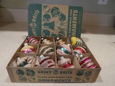Vintage SHINY BRITE Mica Glass Christmas Ornaments Lanterns Bells Balls Atomic picture