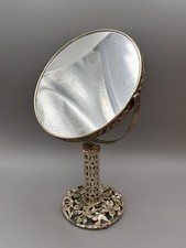VTG MCM Hollywood Regency Swivel Vanity Mirror Ornate Floral Sparrow Base picture