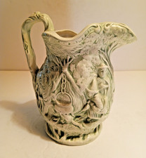 Vintage Parian Ware Moulded Relief Gypsy/Witch Scene Jug Halloween 6 1/2