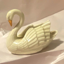 Lenox Handmade Porcelain Swan Bird Figurine White with Gold Beak picture