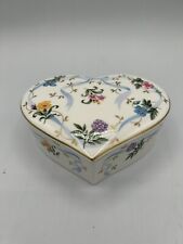 Christopher Stuart Vanity Box Floral Ribbon Heart Shaped Lidded Trinket Dish VTG picture