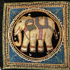 Set Of 5 Vintage Thai Kalaga Elephant Textile 8.5 X 8.5” For Creative Project picture