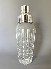 Art Deco Cut Glass and Silver Plated Cocktail Shaker Circa 1930 picture
