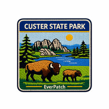 Custer State Park Patch 3” South Dakota Bison Iron On Embroidered Badge picture