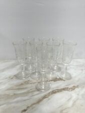 Set Of 8 Vintage Etched Stemmed Brandy Shot Crystal glasses 4 1/8 In Tall Boho picture