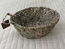 Trader Joes Hand Basket Hand Woven Recycled Newspaper One Handle Kitchen Home picture