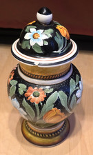 Italian Majolica Hand Painted Vase Isola Bella Ceramic Finial Urn VTG picture