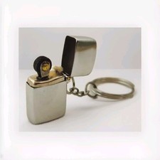 Vintage Mini Lighter - Silver Tone - Collectible Retro Keychain Fluid Lighter picture