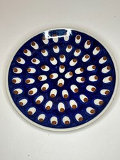 VINTAGE Polish Pottery Peacock eyes Salad Dessert Plates 8” Boleslaweic picture