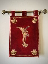 Archangel Saint Michael Banner | French Textile Wall Tapestry | Shell Finial picture