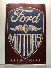 VINTAGE REPRODUCTION TIN SIGN - WALL ART -DECOR- MAN CAVE - FORD MOTORS SIGN NEW picture