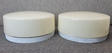Lot 2 Vtg MCM Prescolite Metal Milk Glass Flush Mount Drum Ceiling Light 12