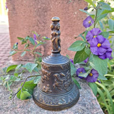 Antique Bronze Bell With Historical Reliefs and Figure 19th Century picture