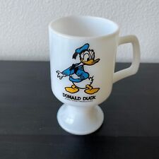 Donald Duck Pedestal Coffee Mug Milk Glass Walt Disney Vintage picture