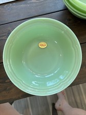 1950s Fire-King Jadeite Serving Vegetable Bowl Three Bands Pattern HTF picture