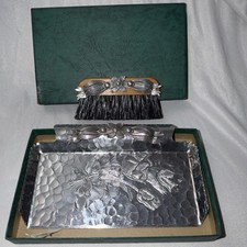 Rodney Kent Creations Hammered Aluminum Silent Butler Crumb Tray & Brush #444 picture