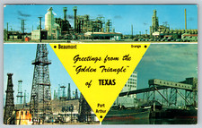 c1960s Greetings From Golden Triangle of Texas Beaumont Orange Vintage Postcard picture