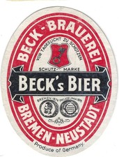 Beck's Bier Beck-Brauerei Bremen-Neustadt Germany Vintage Beer Bottle Label picture