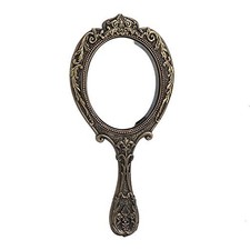 Veronese Design 10 Inch Vintage Skull Brooch Victorian Hand Mirror, Bronze picture