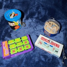 Lot 4 VTG Basic Fun Miniature Game Toy Keychains Hasbro 90s Monopoly Tinker toys picture