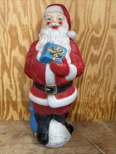  Vintage Blow Mold Santa Claus 33” Empire Plastic 1971 Lighted with Blue Present picture