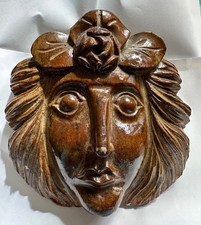 Antique Carved Wood Figural Head Folk Art European Revival Art Nouveau picture