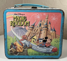 Vintage 1979 Walt DISNEY WORLD Magic Kingdom Metal Lunch Box Aladdin Flaws AS IS picture